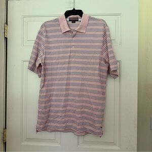Vineyard Vines By Shep & Ian Pink & Blue Striped Men's Polo Shirt Size Medium M